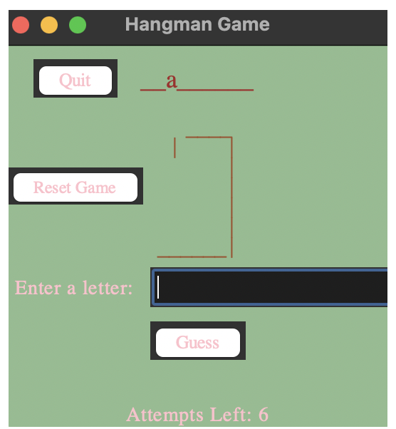 Mini Hangman Game Interface